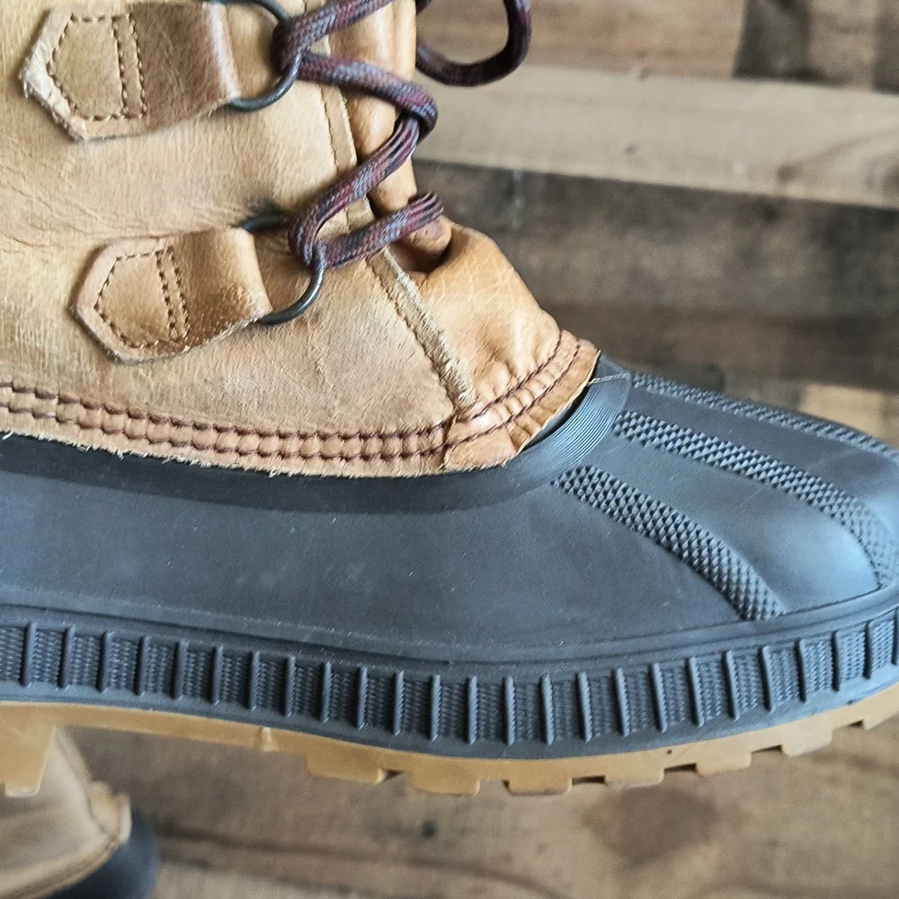 Sorel Badger Tan Leather Waterproof Snow Boots Kids Sz 6